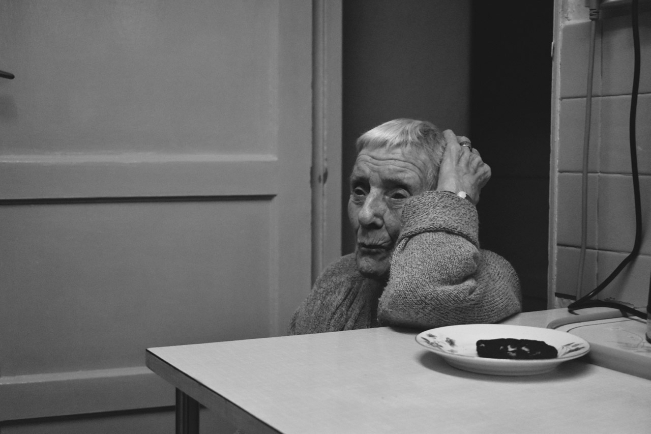 Nan at kitchen table