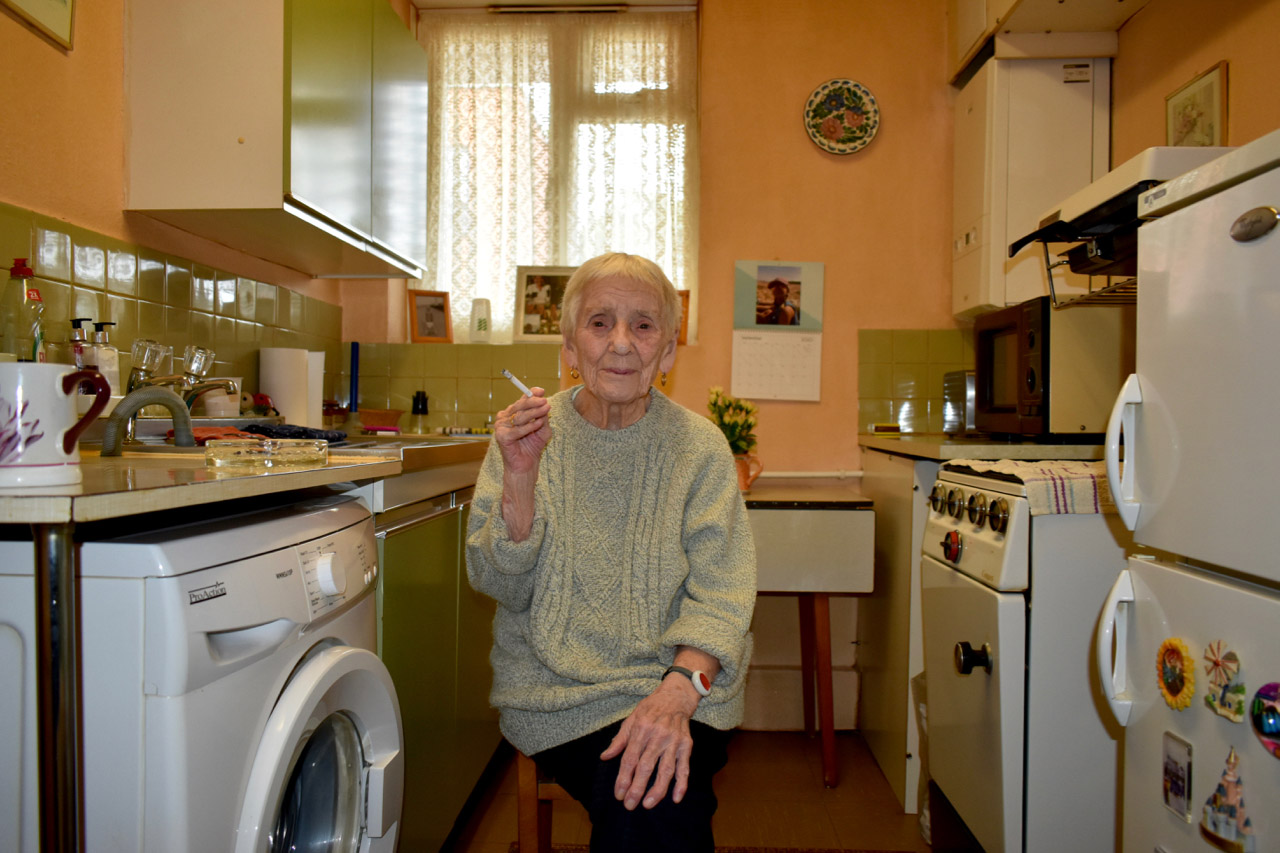 Nan smoking in colour