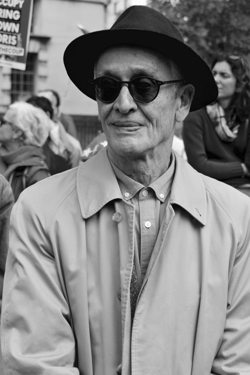 Pensioner in black hat