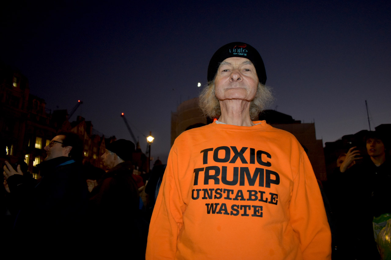 Man wearing Toxic Trump sweater