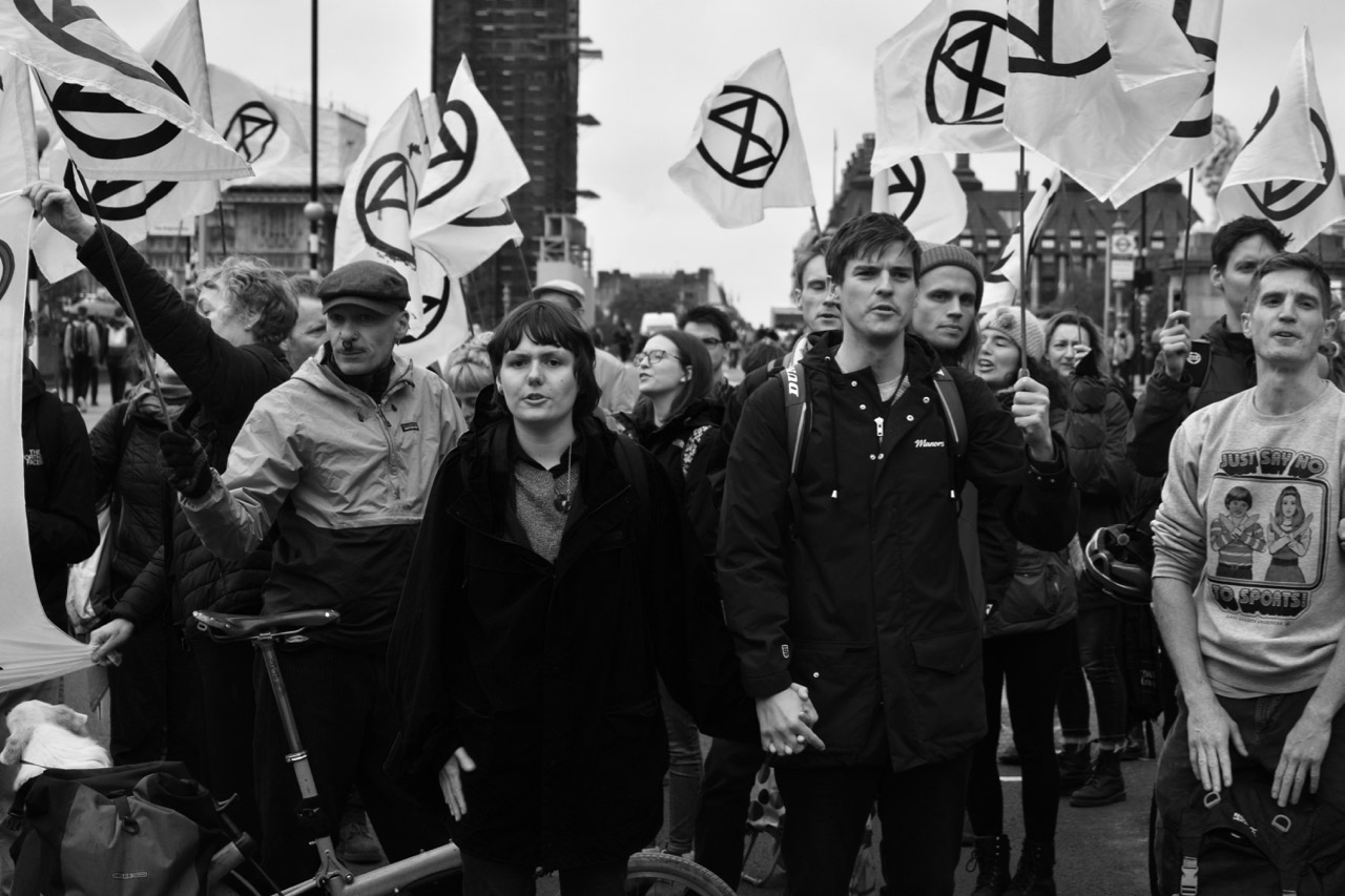 Protest crowd at XR